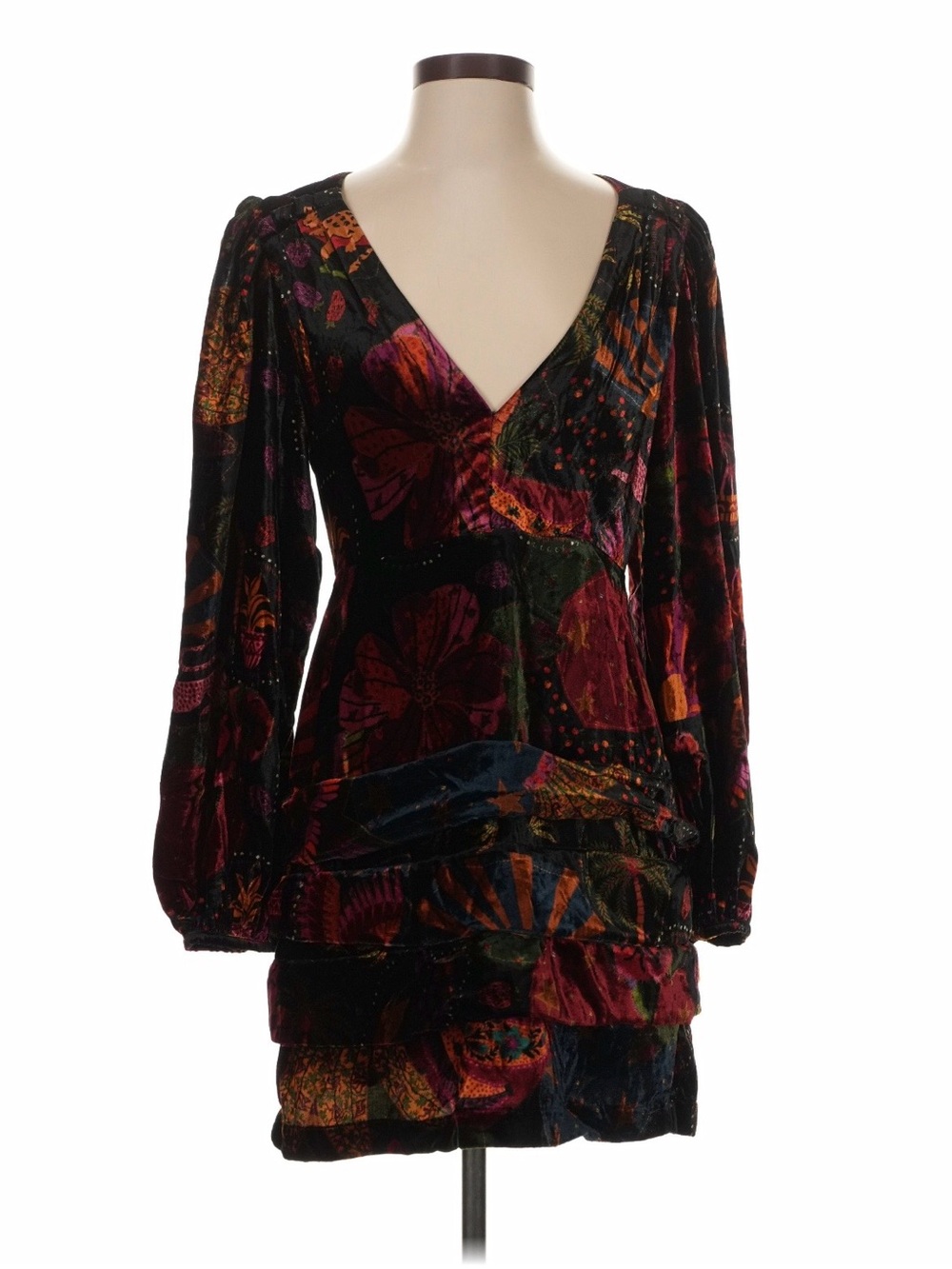 Gorgeous FARM Rio Velvet Floral Plunge Dress